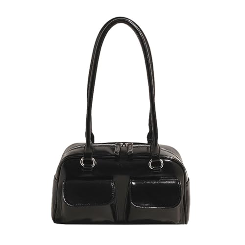 Xanorrg Frauen Koreanische Retro Doppel Taschen Umhängetasche Einfacher Farbiger Unterarm PU Leder Achselbaus Reißverschluss Handtasche Multifunktionale Damen Womens von Xanorrg