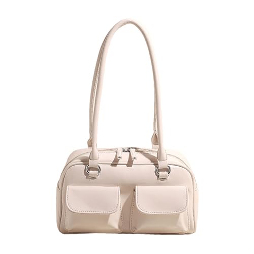 Xanorrg Frauen Koreanische Retro Doppel Taschen Umhängetasche Einfacher Farbiger Unterarm PU Leder Achselbaus Reißverschluss Handtasche Multifunktionale Damen Womens von Xanorrg