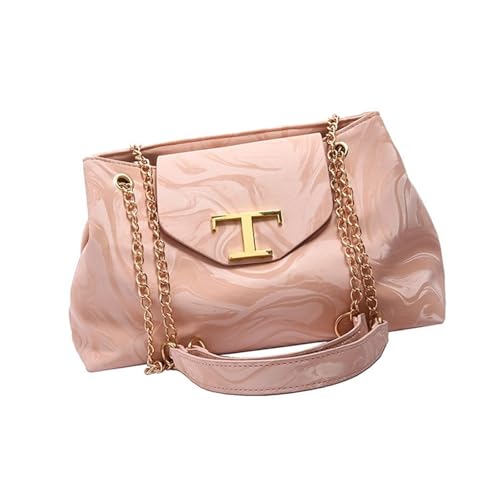 Xanorrg Frauen Modische Große Kapazität Crossbody Body Mit Verstellbarem Kettengurt Metall Dekore PU Leder Schultertasche PU Leder Crossbody von Xanorrg