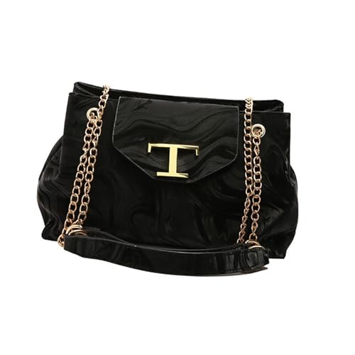 Xanorrg Frauen Modische Große Kapazität Crossbody Body Mit Verstellbarem Kettengurt Metall Dekore PU Leder Schultertasche PU Leder Crossbody von Xanorrg