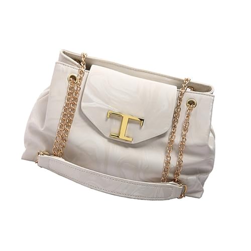 Xanorrg Frauen Modische Große Kapazität Crossbody Body Mit Verstellbarem Kettengurt Metall Dekore PU Leder Schultertasche PU Leder Crossbody von Xanorrg