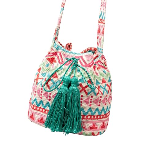 Xanorrg Frauen Tasche Ethnische Stile Schulter Gedruckter Trendiger Handtasche Retro Crossbody Drawess Eimer Für Alltägliche Frauen Schulter Ethnische Stile Crossbody Drawess Eimer Für Täglich von Xanorrg