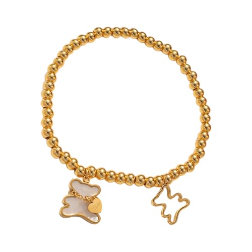 Xanorrg Frauenschmuckarmband Mit Wenig Bär Und Perlen Zartes Perlenarmband Charme Mit Zarten Perlen Bären Date Night Accessoires von Xanorrg