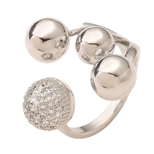 Xanorrg Geometrische Openwork Zirkonringe Für Frauen Silber Goldton Hoher Polnischer Kupferschmuck Leichter Komfort Fit Geschenk Hochpolitischer Kupferring Für Frauen von Xanorrg