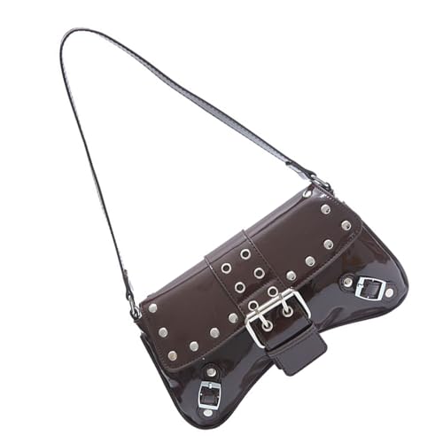Xanorrg Großkapazität PU Leder Umhängetasche Mit Stollen Frauen Achselhöhlenbeutel Casual Averarm Tasche Für Pendeln Und Einkaufen Von Retro Designs Handtasche von Xanorrg