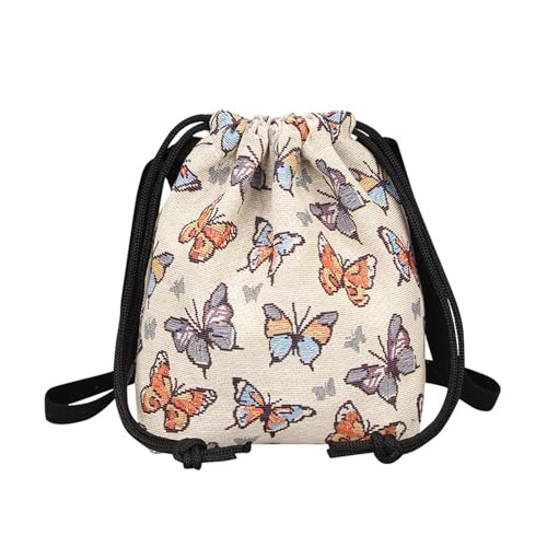 Xanorrg Großkapazität Wasserschaufel Umhängetasche Mit Chinesischer Blumenstickerei Verstärkte Leinwand Sicherere Kordelschließung Einkaufstasche Für Frauen von Xanorrg