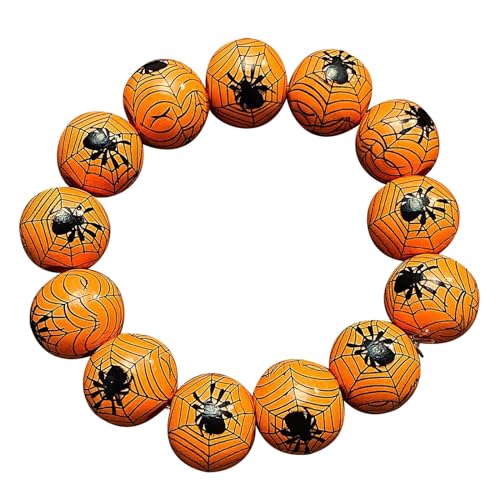 Xanorrg Halloween Handgelenk Kette Holzperlen Armband Festliche Perlen Bangel Trendy Holiday Party Accessoire Frauenschmuck Halloween Themenarmband von Xanorrg