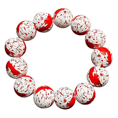 Xanorrg Halloween Handgelenk Kette Holzperlen Armband Festliche Perlen Bangel Trendy Holiday Party Accessoire Frauenschmuck Halloween Themenarmband von Xanorrg