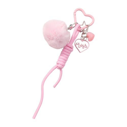 Xanorrg Heart Keying Car Schlüsselkette Plüsch Pompoms Schlüsselbeutel Charme Seil Anhänger Dekorationen Plüschschlüsselring Orament Schöne Herzseile Schlüsselkette Für Frau von Xanorrg