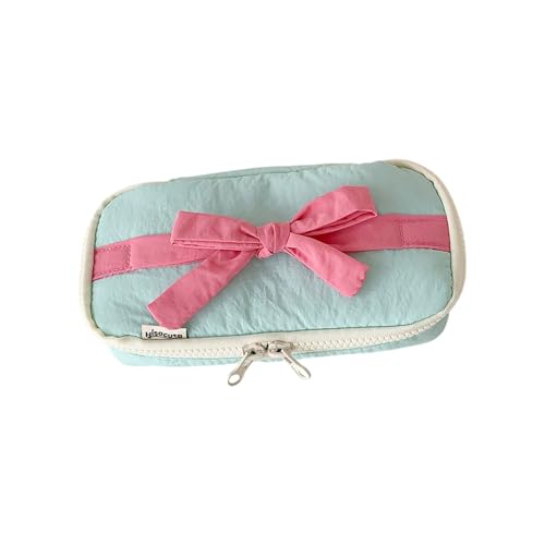 Xanorrg Hochkapazitäts Bleistiftkoffer Große Bogenknoten Stiftbeutel Reißverschlüsse Kosmetischer Aufbewahrung Für Büroschule Reisen Weiche Polyester Baumwoll Pen Organizer von Xanorrg