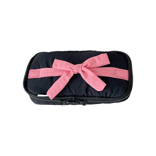 Xanorrg Hochkapazitäts Bleistiftkoffer Große Bogenknoten Stiftbeutel Reißverschlüsse Kosmetischer Aufbewahrung Für Büroschule Reisen Weiche Polyester Baumwoll Pen Organizer von Xanorrg