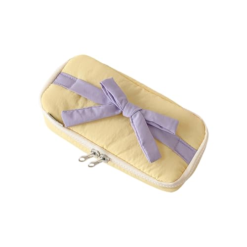 Xanorrg Hochkapazitäts Bleistiftkoffer Große Bogenknoten Stiftbeutel Reißverschlüsse Kosmetischer Aufbewahrung Für Büroschule Reisen Weiche Polyester Baumwoll Pen Organizer von Xanorrg