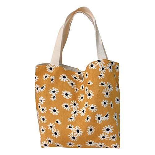 Xanorrg Kleine Cord Einkaufstaschen Mit Griffen Für Frauen Mädchen Blumendruck Sommerbeutel Freizeittaschen Shopper Geldbörsen Cord Handtaschen Für Frauen von Xanorrg