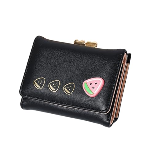 Xanorrg Kleine Gefaltete Brieftasche Für Frauen Mädchen Mit Cartoon Erdbeerdesigns Und Großer Kapazitätskarte PU Leder Münzgeldbeutel Trendy Damen Accessoire von Xanorrg