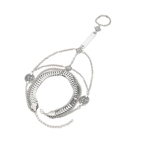 Xanorrg Mehrschichtiger Finger Mit Verbundenem Armband Eisenschmuck Einstellbare Stapel Modeverzierung Geeignet Für Lässige Formal von Xanorrg