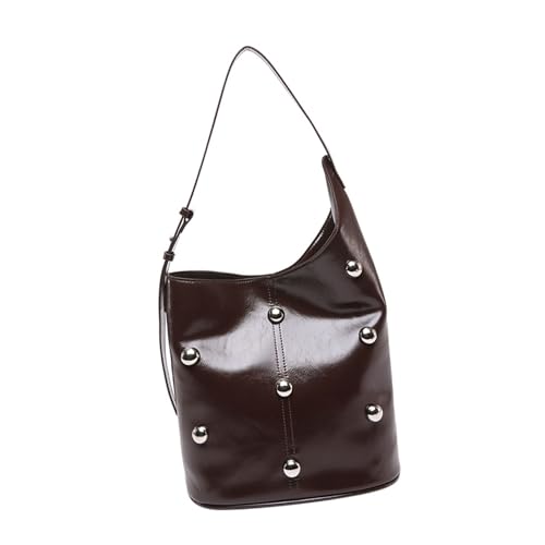 Xanorrg Mehrzweck Frauen Eimer Beutel Mit Besorten Designs Und Angreifbarem Schultergurt Nieten Perlen Große Achselhandtasche PU Lederhandtasche von Xanorrg