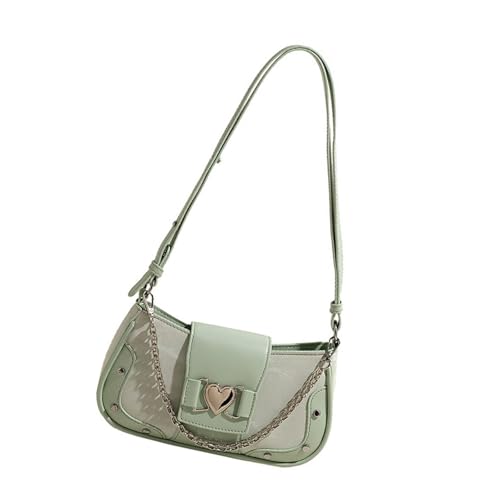 Xanorrg Metall Ketten Umhängetasche Für Frauen PU Leeäer Herz Nieten Crossbody Geldbörse Achselhöhle Für Lässige Und Einkaufsmodischen Umhängetasche von Xanorrg
