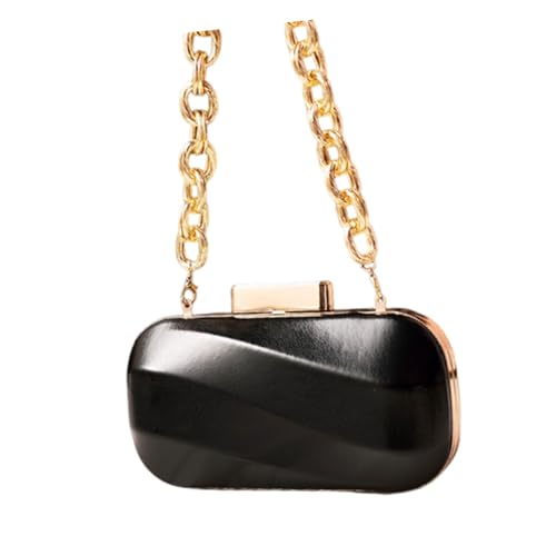 Xanorrg Mode Schwarze Party Handtasche Mit Kette PU Abendbeutel Schulter Crossbody Geldbörse Für Bankette Und Empfänge Eleganter Pu Ledertasche von Xanorrg