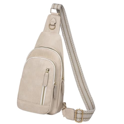 Xanorrg Mode Weibliche Umhängetasche In Weichem PU Leder Mehrfach Taschen Crossbody Brustpack Vintage Reißverschluss Schleuderpacksverpackungsbeutel von Xanorrg