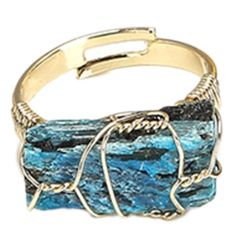 Xanorrg Natursteinkristall Offene Ringe Frauen Drahtwicke Unregelmäßige Steinmodeschmuck Verstellbare Verstellbare Ringe Für Frauen von Xanorrg