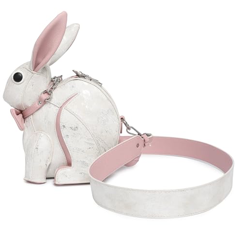 Xanorrg PU Leder Crossbody Tasche Für Frauen Schöne Kaninchen Formen Mode Einkauf Stilvolle Handtasche Messener PU Leder Crossbody Für Frauen Jeden Tag Schöne Kaninchenform Schulter Schulter von Xanorrg