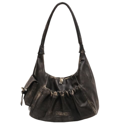 Xanorrg PU Leder Umhängetasche Für Frauen Retro Achselhändler Und Geldbörsen Mode Unterarmig Weibliche Faltenknödel Frauen Achsel Retro von Xanorrg