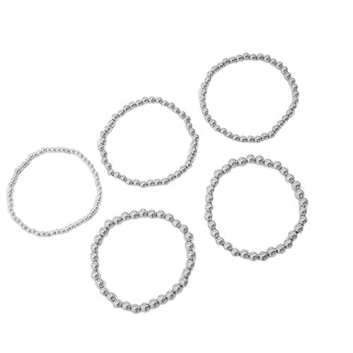 Xanorrg Packung Von 5 Eleganten Legierungen Perlen Armbänder Stapelbare Armbandingen Handgefertigte Fade Resistant Schmuck Geschenk Für Frauen Fashion Metal Armbänder von Xanorrg