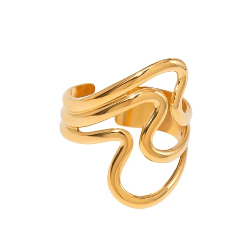 Xanorrg Praktische Männer Und Frauen Gothic Styles Patchwork Form Ringe Einzigartige Designs Schmuck Für Partys Hochzeitsbedarf Goldfarbe Ringe von Xanorrg