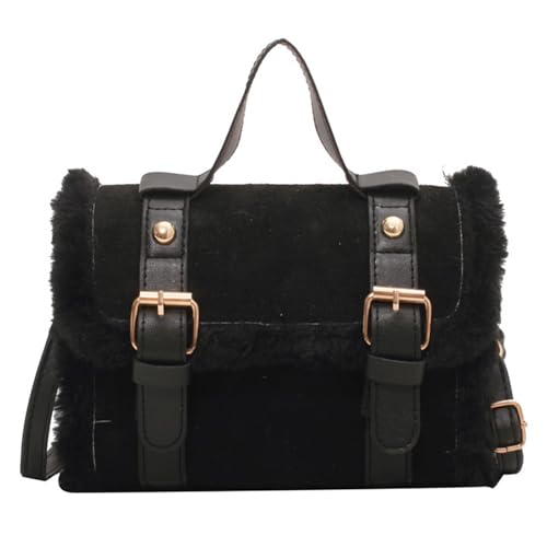 Xanorrg Raffinierte Damen Cross Body Umhängetasche 2024 Winter Pelzige Plüsch Quadrat Handtasche Für Profis Casual Bag von Xanorrg