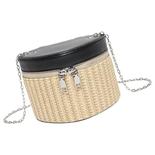 Xanorrg Raffinierte Gewebte Box Umhängetasche Mit Kettenriemenkreuzkörper Eimer Bucket Handtasche Für Arbeit Und Ungezwungene Party Schulter Crossbody von Xanorrg