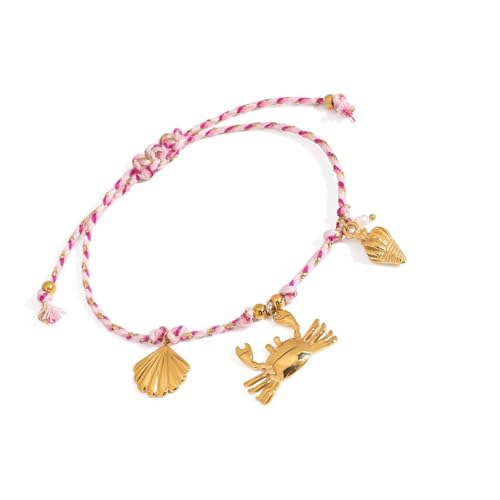 Xanorrg SeaShells Seesterne Dekoriertes Gewebtes Armband Leichtes Design Handgelenk Kette Ideal Für Strandpartys Reisen Accessoires Marineschmuck Für Frauen von Xanorrg