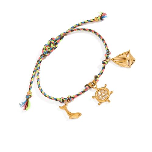 Xanorrg SeaShells Seesterne Dekoriertes Gewebtes Armband Leichtes Design Handgelenk Kette Ideal Für Strandpartys Reisen Accessoires Marineschmuck Für Frauen von Xanorrg