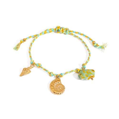 Xanorrg SeaShells Seesterne Dekoriertes Gewebtes Armband Leichtes Design Handgelenk Kette Ideal Für Strandpartys Reisen Accessoires Marineschmuck Für Frauen von Xanorrg