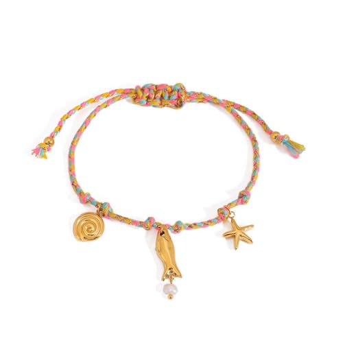 Xanorrg SeaShells Seesterne Dekoriertes Gewebtes Armband Leichtes Design Handgelenk Kette Ideal Für Strandpartys Reisen Accessoires Marineschmuck Für Frauen Xanorrg SeaShells Seesterne Dekoriertes Gewebtes Armband Leichtes Design Handgelenk Kette Ideal Für Strandpartys Reisen Accessoires Marineschmuck Für Frauen von Xanorrg