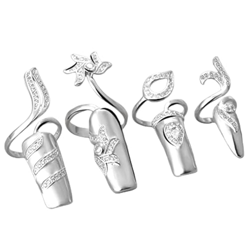 Xanorrg Set Von 4 Offenen Knöcheln Ringe Bequemer Gold/Silber Finish Finger Für Alltägliche Kleidung Stilvoller Party Accessoires Jugendlicher Stil von Xanorrg
