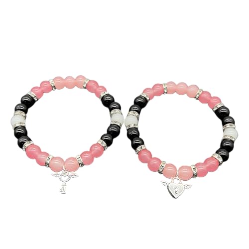 Xanorrg Set Von Paar Perlen Armbändern Besten Passende Praktische Praktische Magnetische Saugschnalle Handschnitte Für Tägliche Party Magnetverschluss Für Männer Frauen von Xanorrg