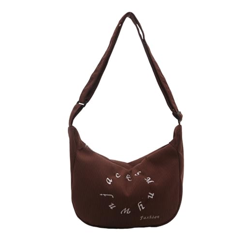 Xanorrg Stilvolle Cord Umhängetasche Für Frauen Weicher Bequemer Stoff Mit Reißverschluss Crossbody Geldbörsen Mode Accessoire Damen Casual Satchel von Xanorrg