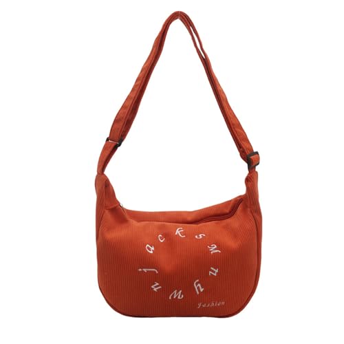 Xanorrg Stilvolle Cord Umhängetasche Für Frauen Weicher Bequemer Stoff Mit Reißverschluss Crossbody Geldbörsen Mode Accessoire Damen Casual Satchel von Xanorrg