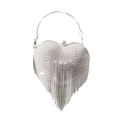 Xanorrg Stilvolle Frauenhochzeitstasche Mit Strasssteinen Designs Herzform Abend Schultertasche Für Eine Luxuriöse Party Look Herzform von Xanorrg