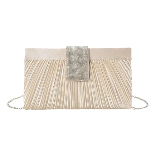 Xanorrg Stilvolle Plissierte Handtasche Mit Glitzernden Strasssteinen Detaillierte Modische Abendtasche Für Soziale Versammlungen Crossbody Tasche von Xanorrg