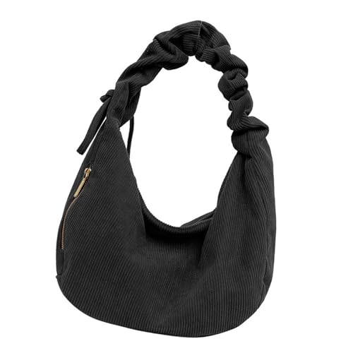 Xanorrg Stilvoller Frauen Cord Umhängetasche Für Frauen Leichte Halbmondhandtasche Eleganter Unterarm Mit Pliserem Gurt Elegante Unterarm von Xanorrg