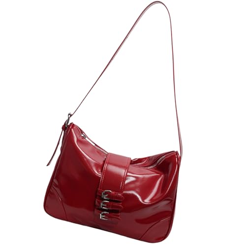 Xanorrg Stilvoller Retro Unterarm Tasche Für Frauen Umhängetaschen Mit Verstellbarem Gurt Crossbody Satchel PU Leder Handtasche PU Handtasche von Xanorrg