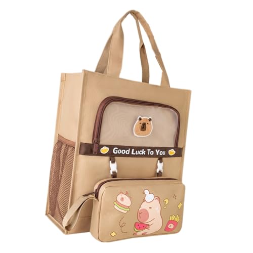 Xanorrg Studentenbücher Tasche Abnehmbarer Stiftkoffer Cartoon Print Leinwand Einkaufen Mit Seitentaschen Top Leinwand Abnehmbarer Stiftkoffer Mädchen Cartoon Druckbücher Mit Seitentaschen von Xanorrg