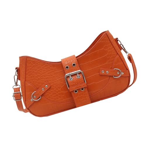 Xanorrg Trendy Gürtelgurt Schultertasche Mit Besorgtem Detail Leichtes PU Leder Crossbody Bod von Xanorrg