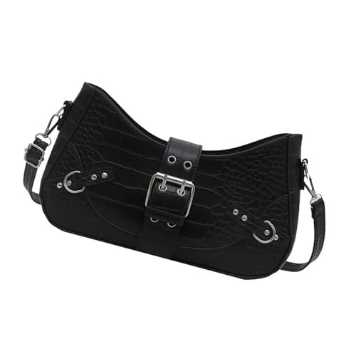 Xanorrg Trendy Gürtelgurt Schultertasche Mit Besorgtem Detail Leichtes PU Leder Crossbody Bod von Xanorrg
