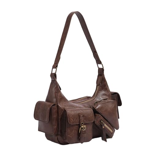 Xanorrg Umhängetasche Für Frauen Retro PU Leder Clutches Geldbörse Einfache Geldbörse Handtasche Mit Reißverschluss Abends Achselhalterung Trendy Achselstasche von Xanorrg