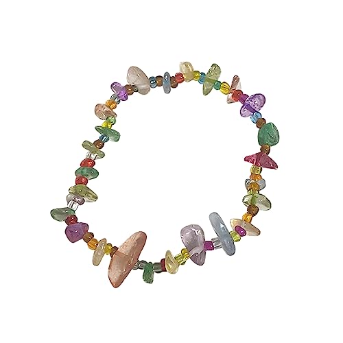 Xanorrg Unregelmäßige Kiesperlen Stretcharmband Naturhaut Edelsteinperlenarmband Handkette Bangle Schmuck Geschenk Unregelmäßige Chips Perlen Armbänder Armbänder von Xanorrg