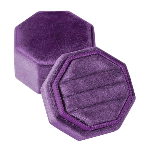 Xanorrg Velvets Eheringe Box Oktagonal Storage Triple Showcase Staubdes Engagementhalter Für Tägliche Triple Rings Showcase Box von Xanorrg