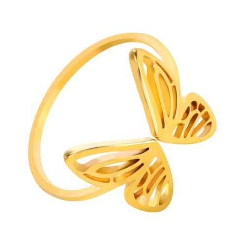Xanorrg Verstellbare Offene Fingerringe Für Frauen Mit Schmetterlingsauszeichnungen In Edelstahl Und Gold/Stahl Farb Mode Juwelenparty Kleidung Xanorrg Verstellbare Offene Fingerringe Für Frauen Mit Schmetterlingsauszeichnungen In Edelstahl Und Gold/Stahl Farb Mode Juwelenparty Kleidung von Xanorrg
