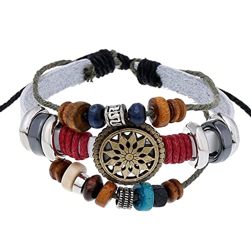 Xanorrg Vintage Perlen Armband Multilayer Handgewebte Armbänder Hanfkabel Wickel Schmuck Für Männer Frauen Mehrfarbige Perlen von Xanorrg